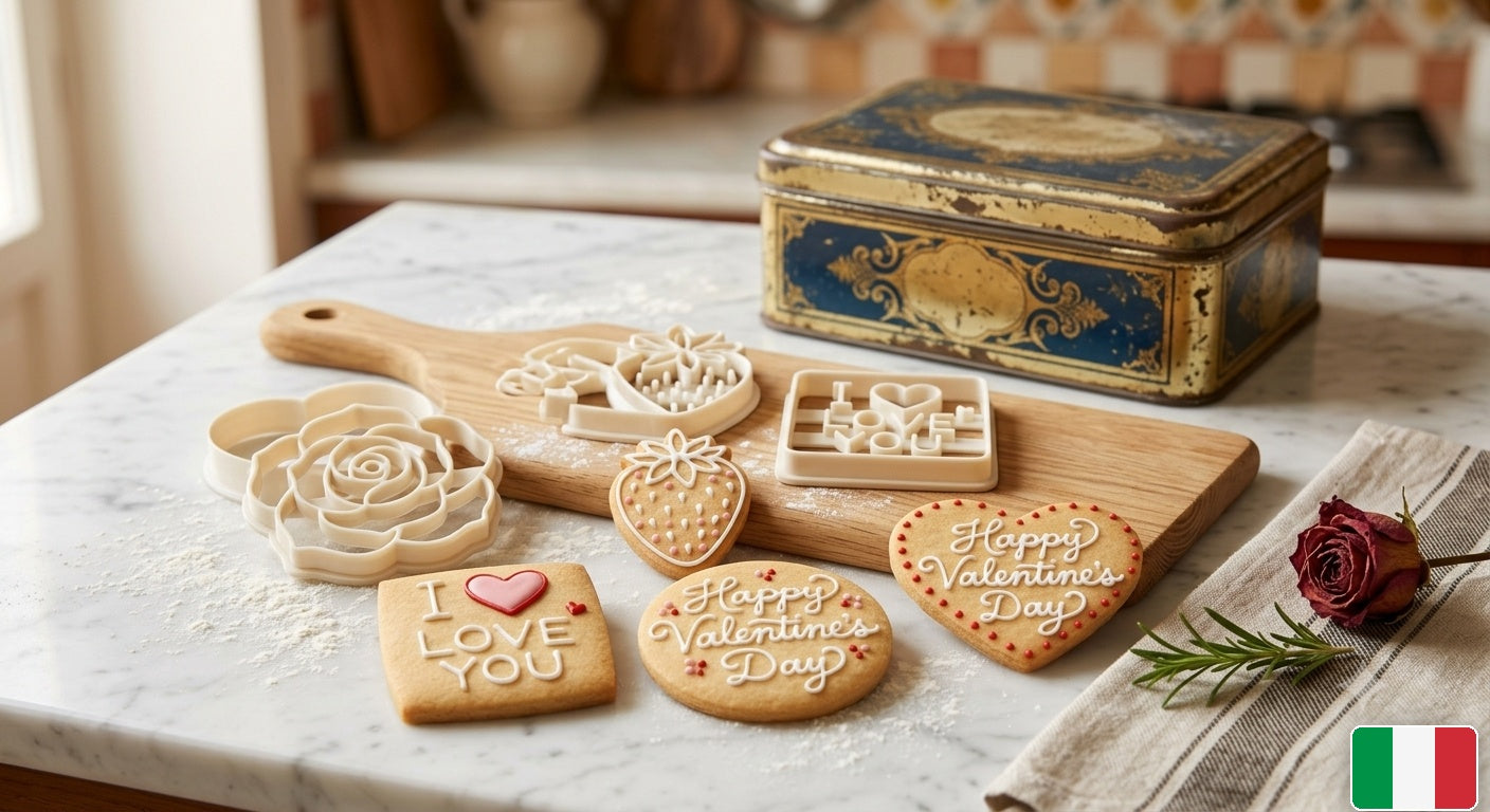Formine di San Valentino su marmo di Carrara in cucina italiana