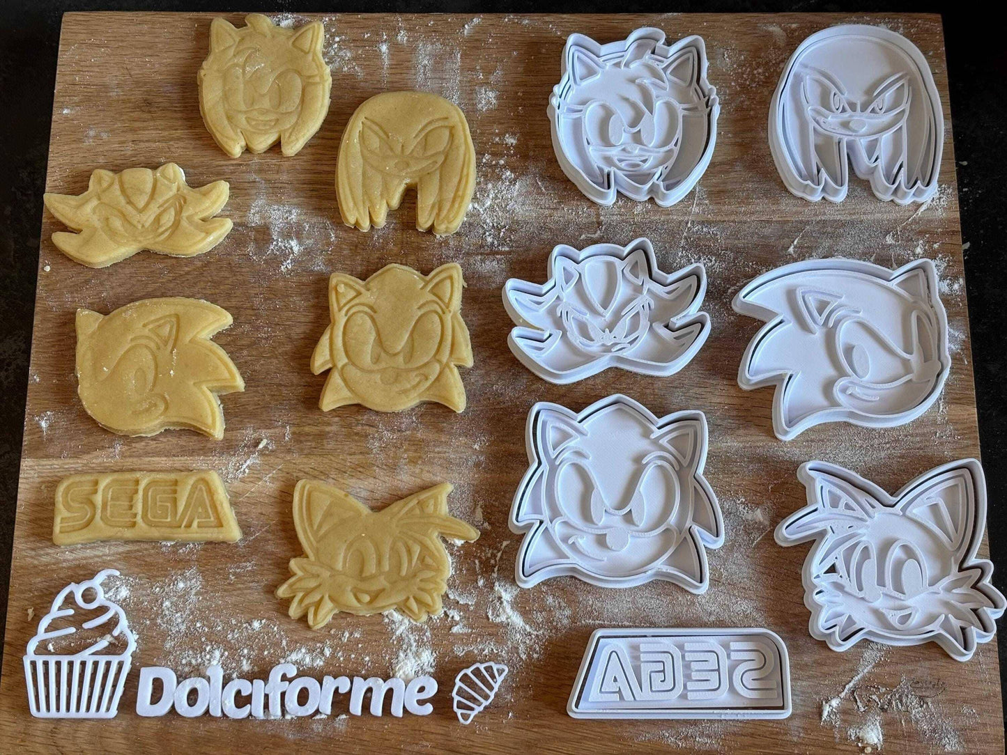 Set 6 formine per biscotti Sonic — tema videogioco, compleanno bambini