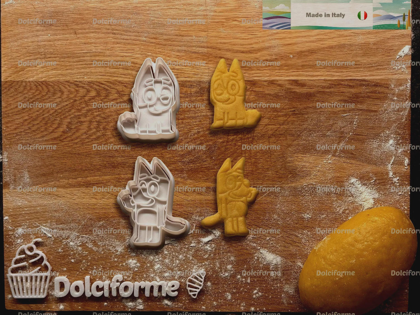 Set di 5 formine per biscotti Bluey — festa a tema, timbro compleanno