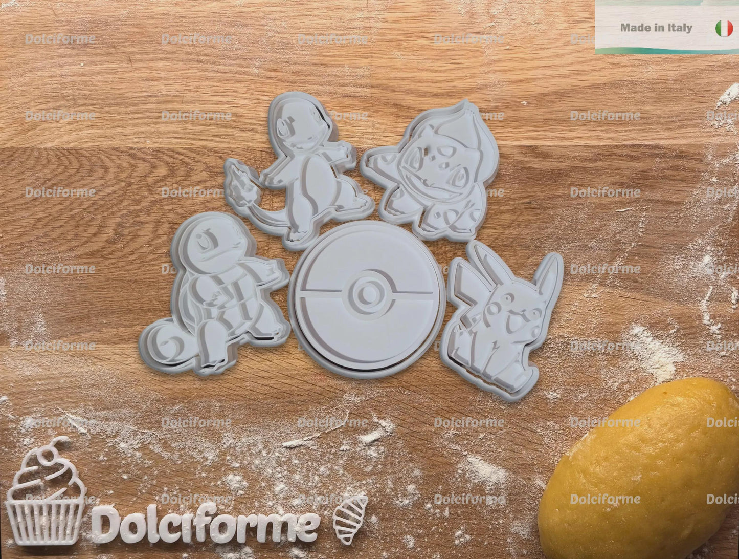 Set di formine per biscotti Pokémon — 5 pezzi, timbri per feste e compleanni