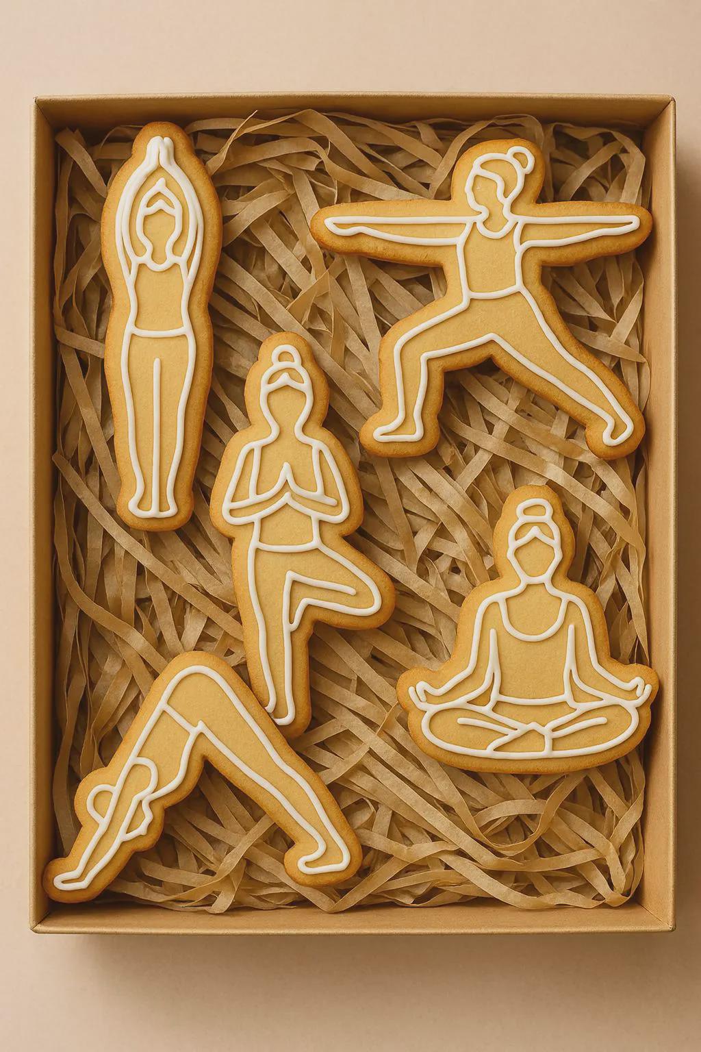 Set di formine per biscotti Yoga — 5 pose in rilievo, meditazione