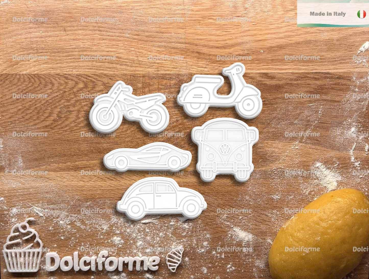 Set di formine per biscotti Veicoli — auto, Vespa, moto