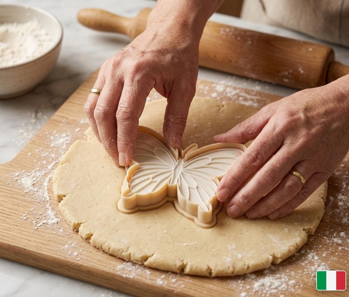 Set 4 stampini biscotti Farfalle — dettaglio rialzato, PLA bianco