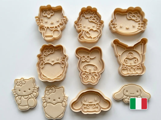 Set di 11 tagliabiscotti kawaii in PLA avorio